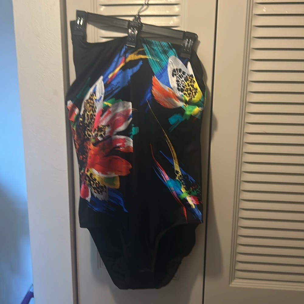 Longitude One Piece, One Shoulder Bare Floral Swimsuit.